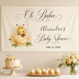 Lona Dulce abeja bebé amarilla a la acuarela Baby Showe