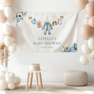 Lona Dulce Calabacita Otoño Azul Floral Niño Baby Showe