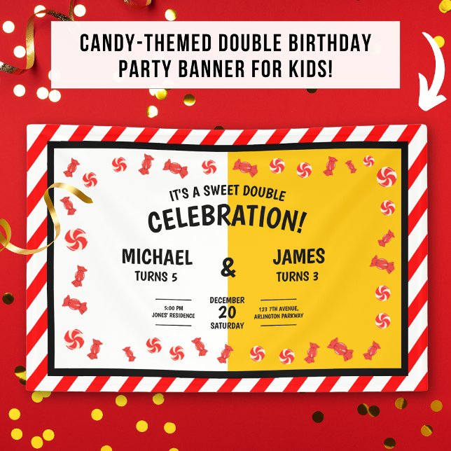 Lona Dulce Candy Kids Personalizado de cumpleaños doble (Subido por el creador)