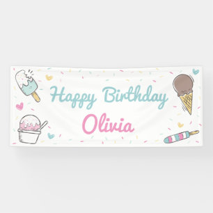 Lona Dulce Celebración Cumpleaños Fiesta Helado Cualqui