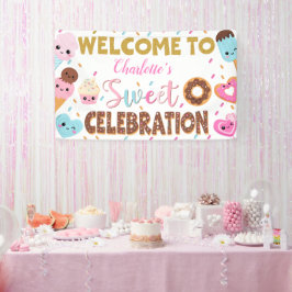 Lona Dulce Celebración Donut Bienvenida Cumpleaños