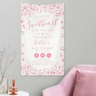 Lona Dulce Corazón Baby Shower del Día de San Valentín