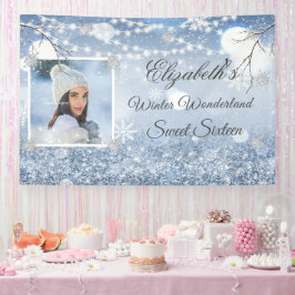 Lona Dulce Dieciséis Blue White Winter Wonderland Nieve
