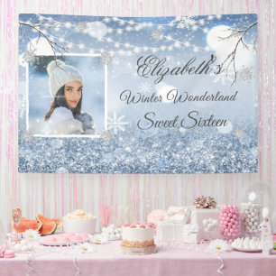 Lona Dulce Dieciséis Blue White Winter Wonderland Nieve