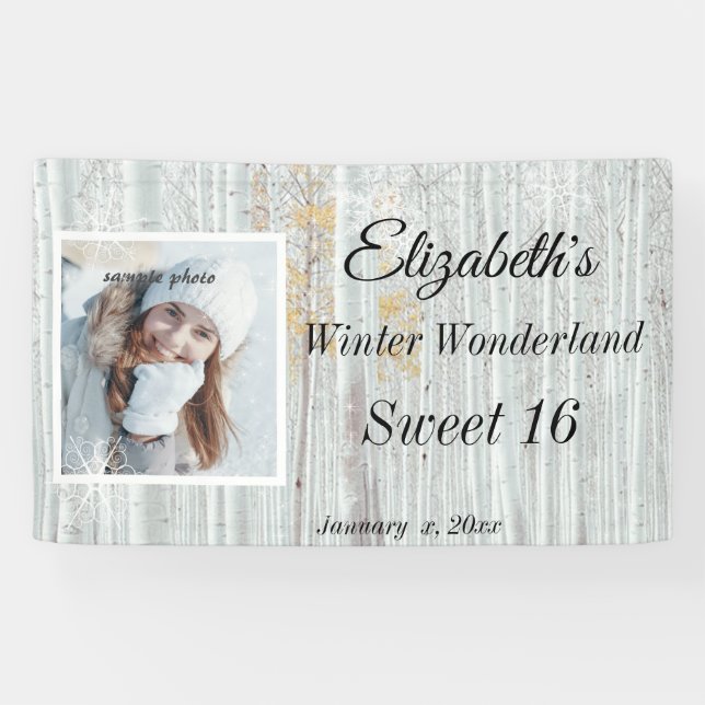 Lona Dulce Dieciséis Invierno Wonderland Snowflake (Horizontal)
