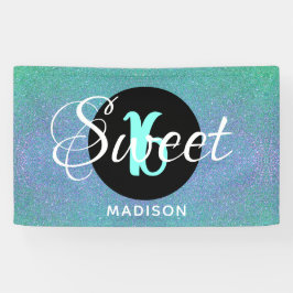 Lona Dulce Dieciséis Purpurinas de Aqua Verde azulados