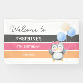 Lona Dulce dulce Penguin Balloon Chica Bienvenida cumpl