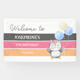 Lona Dulce dulce Penguin Balloon Chica Bienvenida cumpl