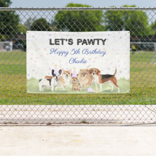 Lona Dulce Fiesta de Cumpleaños de Perro Azul Personali