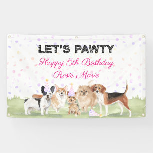 Lona Dulce Fiesta de Cumpleaños de Perro Rosa Personali