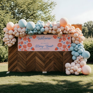 Lona Dulce Floral de Fresa Bienvenida Baby Shower