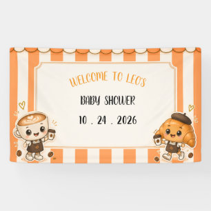 Lona Dulce Kawaii Café Croissant Naranja Baby Shower
