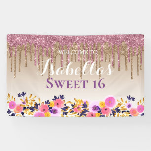 Lona Dulce personalizado 16 Purpurina de goteo floral