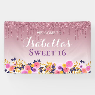 Lona Dulce personalizado 16 | Purpurina de goteo floral