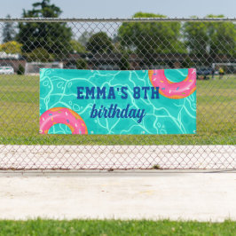 Lona Dulce rosa Donut Blue Water Pool Fiesta Cumpleaños