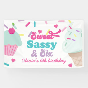 Lona Dulce Sassy y Seis Helado y Tarta Cumpleaños