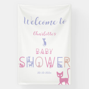 Lona Dulce Shower de Bebe de Colores Pastel de Gato Ado