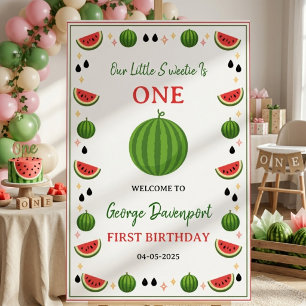 Lona Dulce Uno en un Melón Cumpleaños de Sandía 1er Cum