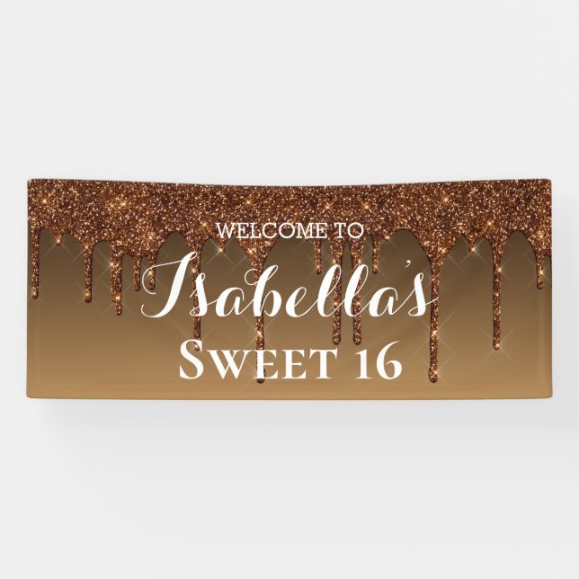 Lona Dulces 16 | Purpurina de goteo de oro (Horizontal)