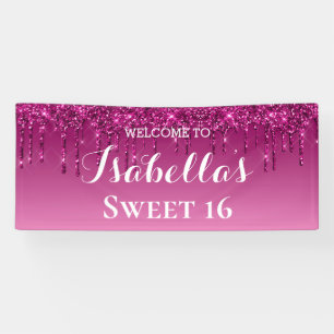 Lona Dulces 16 Purpurina de goteo rosa