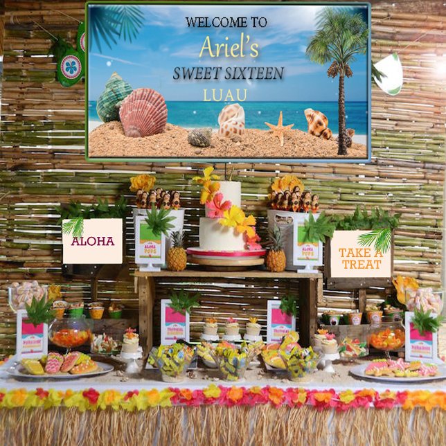 Lona Dulces dieciséis Luau hawaiano (Subido por el creador)