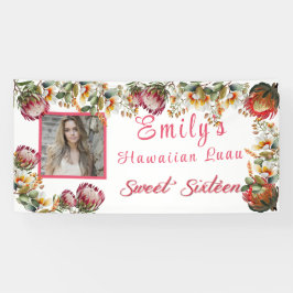 Lona Dulces Dieciséis Luau Hawaiano Flores Tropicales