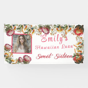 Lona Dulces Dieciséis Luau Hawaiano Flores Tropicales