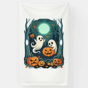 Lona Dulces fantasmas de Halloween y bosque de Jack O L