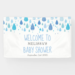 Lona Dulces gotas de lluvia azules Baby Shower / Bienve