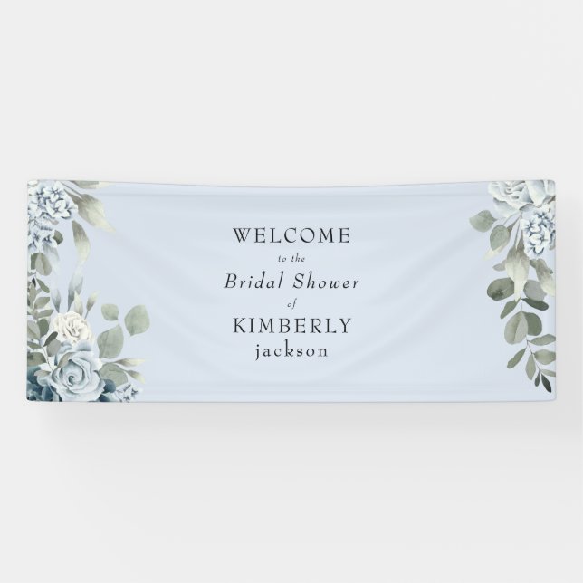 Lona Duste Blue Floral Bridal Shower Bienvenida (Horizontal)