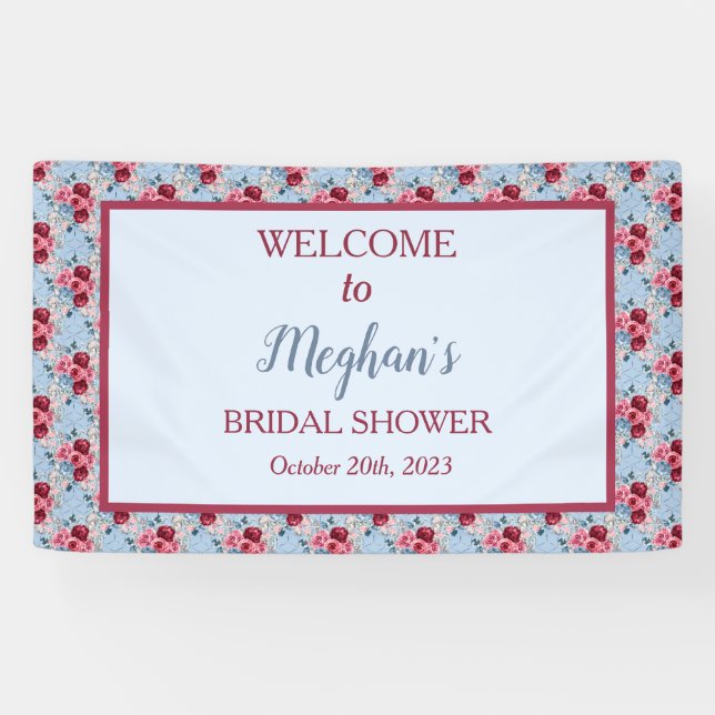 Lona Dusty Blue and Burgundy Bridal Shower (Horizontal)