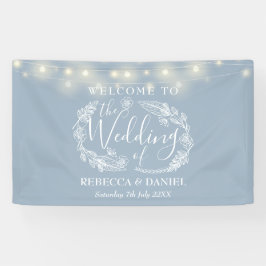 Lona Dusty Blue Floral Garland Script Boda