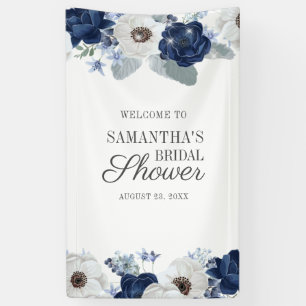 Lona Dusty Blue Navy Floral Bloom Bridal Shower