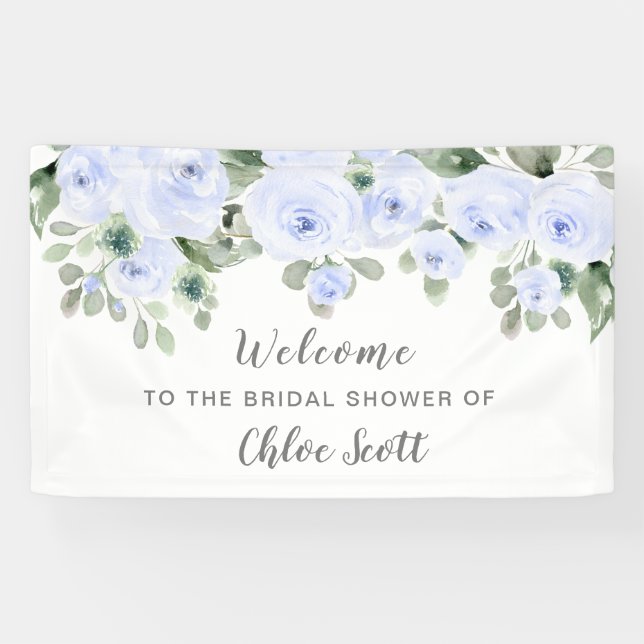 Lona Dusty Blue Rosa Floral Bridal Shower (Horizontal)