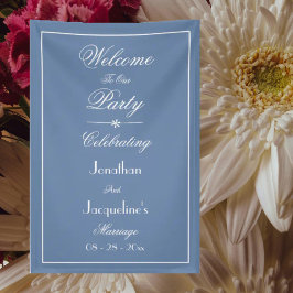 Lona Dusty Blue Script Elegant Wedding Welcome Backdrop