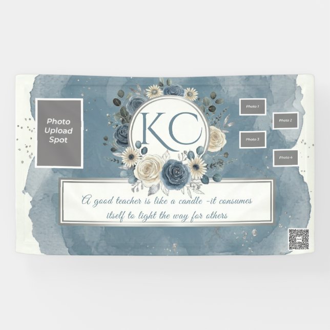 Lona Dusty Blue Teacher Appreciation Photo Banner (Horizontal)
