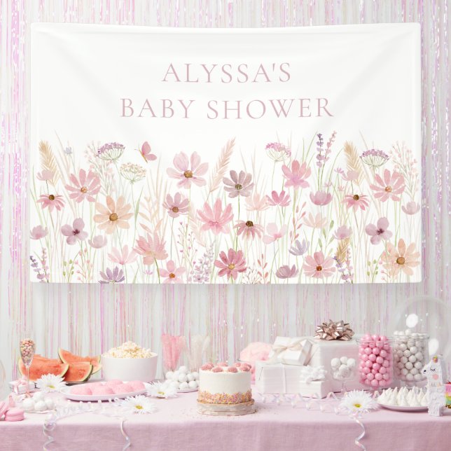 Lona Dusty Pink Boho Wildflowers Baby Shower (Fiesta)