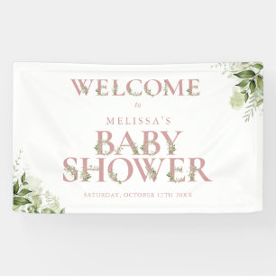 Lona Dusty Rosa Greenery Letter Baby Shower Welcome