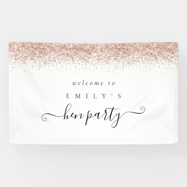 Lona Dusty Rosa nombre Purpurina bienvenida a Fiesta He (Horizontal)