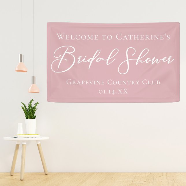 Lona Dusty Rose Pink Bridal Shower Personalized Welcome (Subido por el creador)