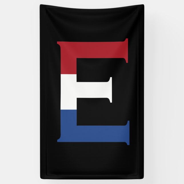 Lona E Monograma sobrepuesto en la bandera de la LND en (Vertical)