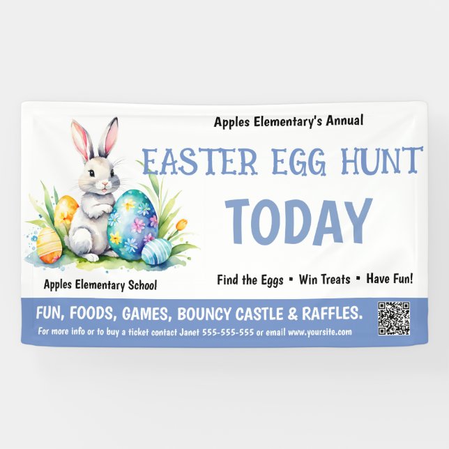 Lona EASTER EGG HUNT PTO PTA Church Banner (Horizontal)