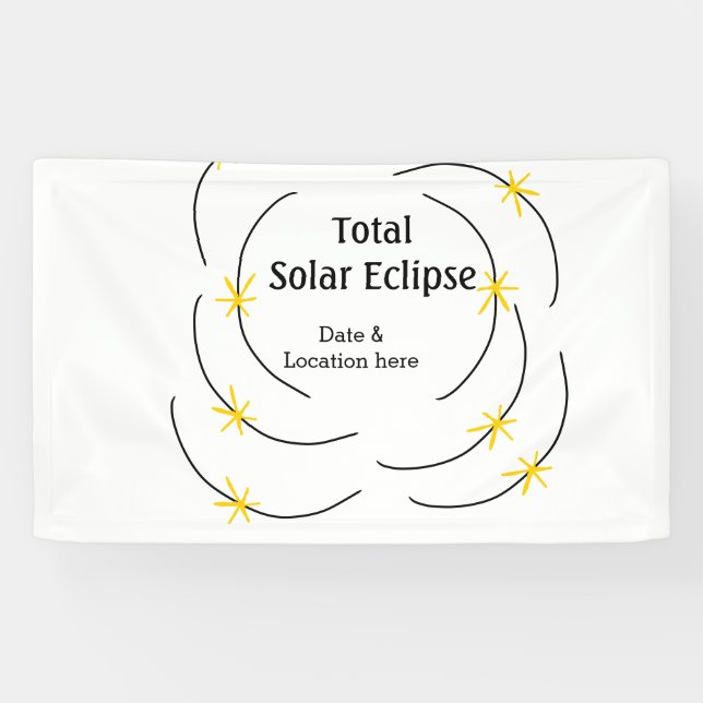 Lona eclipse solar total añadir fecha ubicación mitad s (Horizontal)