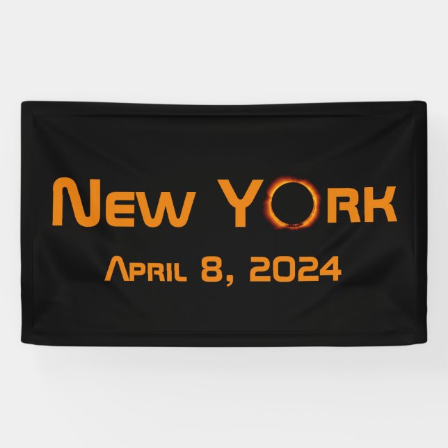 Lona Eclipse solar total de Nueva York 2024 (Horizontal)