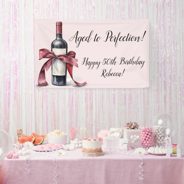 Lona Edad a Perfección Personalizable Vino Cumpleaños (Fiesta)