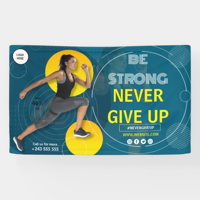 Lona ejercicios de fitness en blanco y negro (Horizontal)