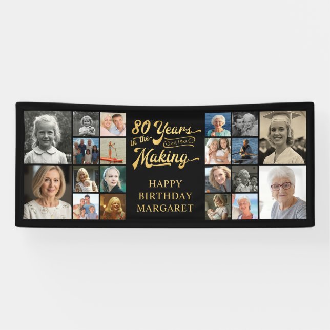 Lona El 80 cumpleaños 20 fotos de los 80 años en proces (Horizontal)