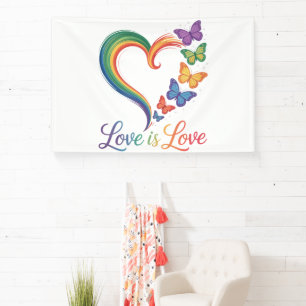 Lona el amor es amor lgbt mariposa corazón arcoíris