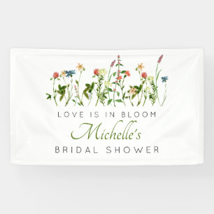 Lona El amor está en la bandera de la ducha de flores s