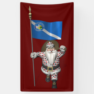 Lona El Apostador Santa Claus Con Bandera De Las Vegas